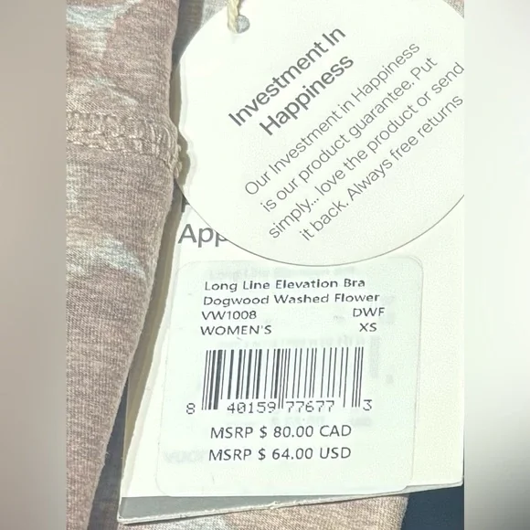 🌸 Vuori Long Line Elevation Bra – Dogwood Washed Flower – XS NWT- | MSRP $64 🌸 - Picture 6 of 6